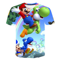 2023เด็ก Mario Bros พิมพ์ฤดูร้อน T เสื้อชายหญิง Happy วันเกิดของขวัญจำนวนเสื้อผ้าเด็กการ์ตูนตลกเสื้อยืด4T-14T