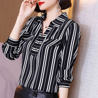 Stripe Shirt Women Long Sleeve Casual Office Blouse Plus Size Fashion Loose Korean Tops 2023 New