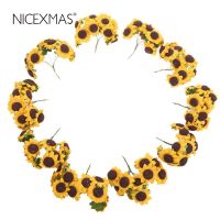 Sunflower Sunflowers Artificial Heads Silk Flowers Fake Yellow Crafts Mini Decorations Wedding Fabric For Realistic Bouquet Artificial Flowers  Plants