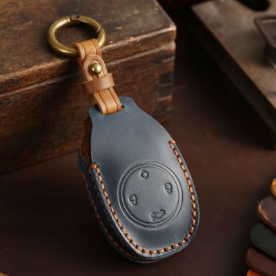 Luxury Crazy Horse Leather Car Key Cover Case Keyring Protective Bag for 2021leapmotor T03 2021 S01 C11 Keychain Holder Handmade