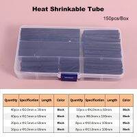 150Pcs/Box Heat Shrinkable Tube Black Kit 2:1 Thermal Casing Shrinking Tubing Assorted Wire Cable Insulation Sleeving