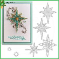 HENRI 7pcs/Set 7รูปแบบ ดาวตัดตาย เงินสีเงิน ดาวดาวดาว ไดคัทคริสต์มาส แม่พิมพ์แม่แบบ โลหะสำหรับตกแต่ง ไดคัทรูปดาว อัลบัมภาพ