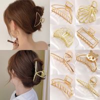 Women Elegant Hair Claw Gold Color Hollow Geometric Metal Hair Clips Vintage Headband Hairpin Fashion Hair Crab Hair Accessories