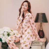 [COD]Silk Pyjamas Cardigan ชุดนอนผู้หญิง 2 Piece Set Women Baju Tidur Night Wear Pajama Set Women Satin Batik Sleepwear Blouse