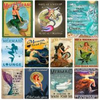 Mermaid Decor Gifts Funny Bathroom Decor Wall Art Coffee Bar Vintage Metal Tin Sign - Wash Your Tail - Office Home Sign 8X12Inch