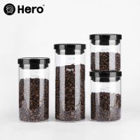 【LZ】♚♠  O herói selou garrafas de armazenamento do recipiente do feijão de café do frasco de vidro claro caixa de armazenamento da cozinha canister do alimento para o feijão de café do chá