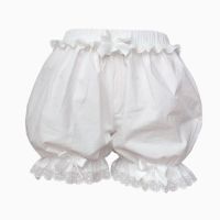 Sinstrong White Ruffles Knickers Women Girl Kawaii Panties Cute Lace Bowknot Lolita Safety Shorts Pants Elastic Vintage Victorian Bloomers