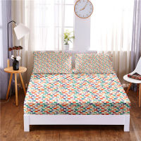 Circular Pattern Digital Printed 3pc Polyester Fitted Sheet Mattress Cover Four Corners with Elastic Band Bed Sheet Pillowcases