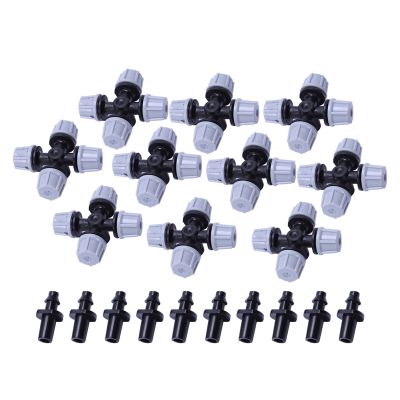 Greenhouse Humidifier Plant Misting Cross Atomizing Nozzle Sprinkler Tee (10Pcs)