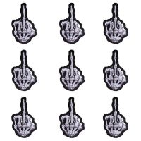 Badges For Clothes 10 PCS Wholesale Middle Finger Skull Patch Punk Rock Patch Jacket Stickers Embroidered Patches For Clothing