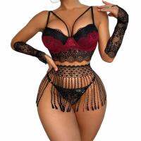 5pcs เซ็กซี่รูปร่างตาข่ายลูกไม้ชุดชั้นในชุดสำหรับผู้หญิง 5Pcs Women Sexy See Through Fishnet Lingerie Set Mesh Bra Exotic Elastic Gauze Pajamas Transparent Shaping Sheath Shorts Sexi【Sekexi-055】