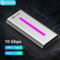 PHIXERO M.2 Nvme SSD ฮาร์ดไดรฟ์ภายนอกกรณี10กิกะไบต์ M2 M-Key เพื่อ USB 3.1 GEN2ประเภท-C สิ่งที่ส่งมา HD ดิสก์บ้านกล่องเก็บ RGB ปก