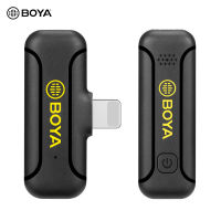 BOYA BY-WM3T2-D1 One-Trigger-One Mini 2.4G Wireless Microphone System Lapel Clip-On Microphones 50M Transmission Range การเปลี่ยนแบตเตอรี่ในตัวสำหรับ iPhone 13/12/11/10 iPad Vlog Live Streaming สัมภาษณ์