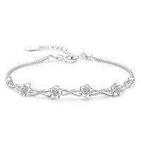 Authentic S925 Sterling Silver Crystal Vintage Plum Blossom Flower celet Bangle For Women Girl Lady Wedding Birthday Gift