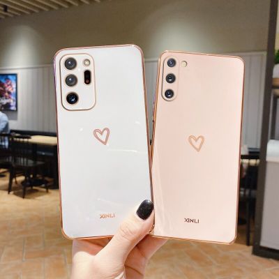 Square Plating Love Heart Phone Case For Samsung Galaxy Note 20 Ultra Note 10 Plus Note20 Note10 S22 S21 S20 Plus Ultra FE Cover