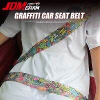 JDM กราฟฟิตีเข็มขัดนิรภัยรถสายรัดนิรภัยผ้าสำหรับตกแต่งรถแข่งทั่วไป3.6ม. เสริมความแข็งแกร่ง