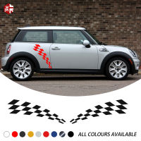 2 Pcs Checkered Flag จัดแต่งทรงผมรถประตูด้านข้าง Stripes สติกเกอร์ Body Decal สำหรับ MINI Cooper S R56 2206-2013 JCW One อุปกรณ์เสริม