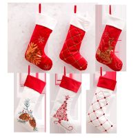 Xmas Red Christmas Stocking Checkered Gold Sequin Xmas Gift Bags Ornaments Socks Decorations for Home Happy New Year 2023 Socks Tights