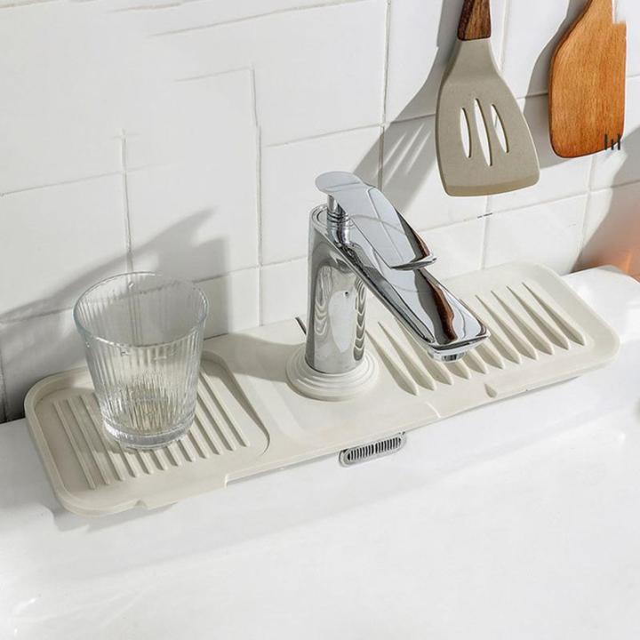 Gray Faucet Drain Pad Drip Catcher Trays Kitchen Sink Splash Guard Slip Mat