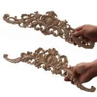 Long Rose Flower Exquisite Carving Natural Wood Appliques Furniture Wooden Mouldings Wmqe Vintage Unpainted Decoration Decal Furniture Protectors Repl