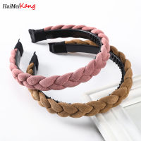 Haimeikang เกาหลีสีทึบ Cross Twist แถบคาดศีรษะกำมะหยี่ที่คาดผมถักเปียเครื่องประดับผมขายดี