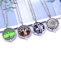 【HOT】 Aromatherapy Necklace Tree of Life Diffuser Jewelry Vintage Open Locket Pendant Essential Oil Perfume Aroma Diffuser Necklace