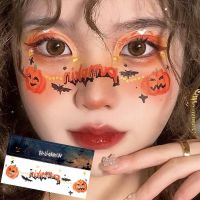 Halloween Pumpkin Tattoo Sticker Hand-Painted Cartoon Makeup Face Cute Pumpkin Ghost Waterproof Long-Lasting Sticker 【OCT】