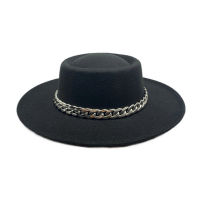 ผู้หญิง8ซม. กว้าง Brim Porkpie หมวกโดม Warm Fedora หมวก R สไตล์ Pearl Chain หมวกปานามาฤดูร้อนฤดูใบไม้ร่วงฤดูหนาว Hat