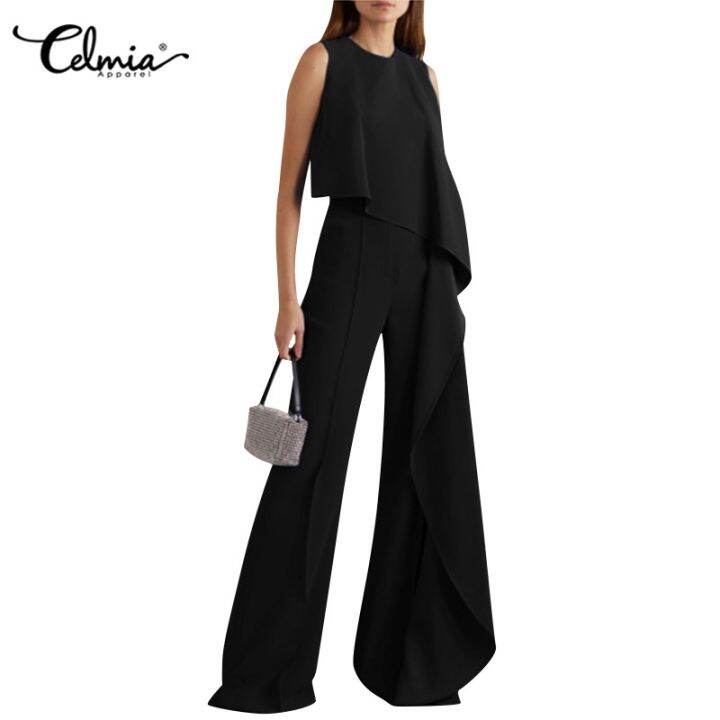 celmia-women-sleeveless-long-jumpsuit-wide-leg-pants-ruffle-elegant-casual-loose-playsuit-plus-size-overalls