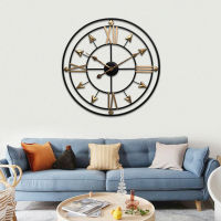 ?Dream Best? American Living Room Iron Art Wall Clock Home Warm Decoration Wall-mounted Clock Retro Mute Clock