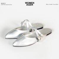 womenager - Raily Silver รองเท้าหัวแหลมเปิดส้น