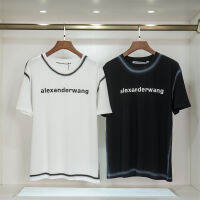 Alexanderwang Casual Classic 2022ฤดูร้อนแขนสั้นสีขาวผ้าฝ้าย100% พิมพ์การออกแบบเดิมของขวัญที่มีคุณภาพสูงเสื้อยืดสำหรับผู้ชาย