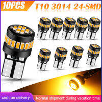 ส่งเร็ว194ไฟ LED หลอดไฟ T10 168 W5W 2825สีเหลืองอำพัน12V 3000K ชิปเซ็ต3014 24-SMD 500LM หลอดไฟทดแทน LED (แพ็คละ10ชิ้น)