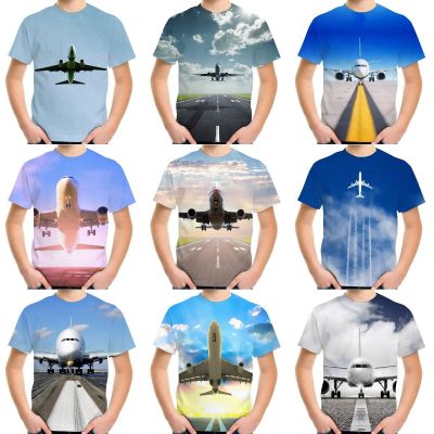 4-20Y Teen Children Summer Fashion 3D T-Shirt Airplane Take Off Print T Shirt For Boy Girl Clothes Kids Baby Birthday Cool Tops