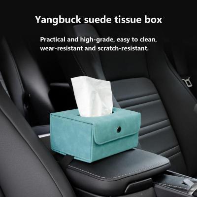 ผู้ถือกล่องกระดาษทิชชูรถ Nappkin หนัง PU รถคอนโซลกลางที่เท้าแขนกล่องผ้าเช็ดปากบังแดดเบาะหลังกรณีเนื้อเยื่อที่มีสายรัดแก้ไข