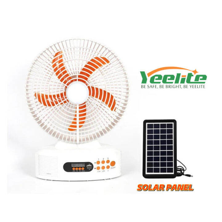 Yeesolar New 12 Inch Solar Fan Rechargeable With Light Power Bank