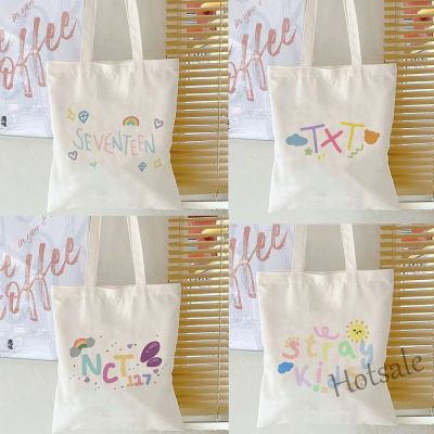 【hot sale】┋❁ C16 Kpop Group Canvas Tote Bag Girls Shopper Shoulder Bags Bookbag Tuition Bags