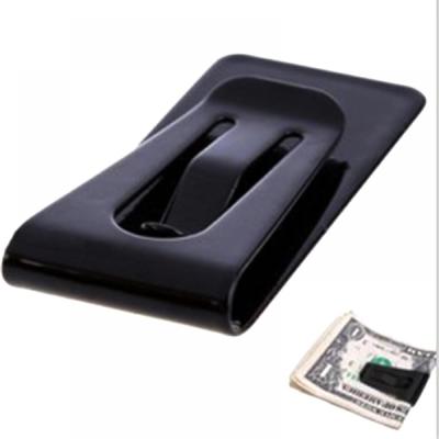 บัตรประจำตัวคลิปหนีบธนบัตรผู้ชายสีดำกระเป๋าเงินขนาดเล็กสีดำ