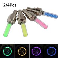 2023 NEW 2/4PCS Bicycle Bike LED Lights Tire Valve Cap Flashlight Auto Car Motorcycle Tire Air Valve Wheel Spokes Light Bike Accessories