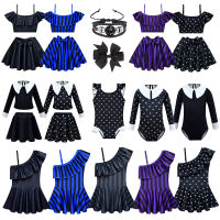 Wednesday Addams Cosplay Costume Fancy Girls Swimwear 2023 Summer Kids Gothic Black Bikini Beach Party Vintage Floral Swimsuit