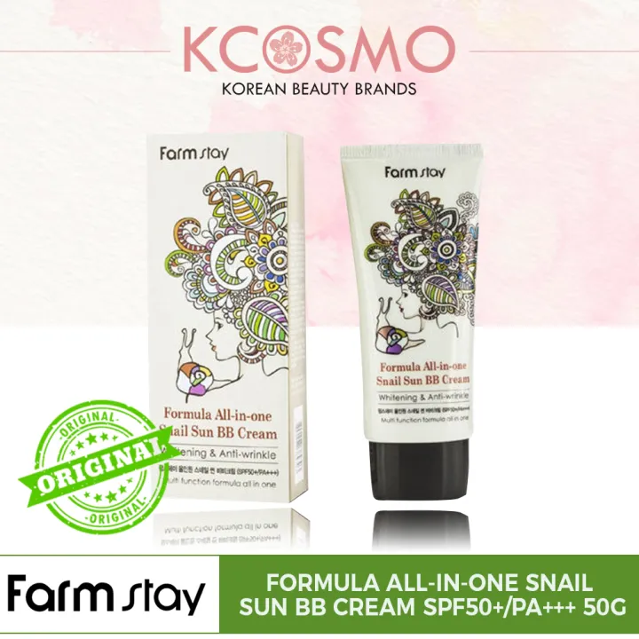 [Authentic] FARMSTAY Formula All-In-One Snail Sun BB Cream SPF50+/PA ...