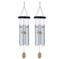 2 Pcs Solar Wind Chimes with Variable Colors,Waterproof LED Wind Chimes,8 Tubes on the Outside,Commemorative Wind Chimes