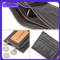 YUOINAQ จุได้มาก กระเป๋าสตางค์ ZERO Wallet มัลติฟังก์ชั่ แปรงกันขโมย RFID กระเป๋าใส่เหรียญ ลำลองแบบสบายๆ เครื่องหนังแท้ กระเป๋าใส่บัตร สำหรับผู้ชาย