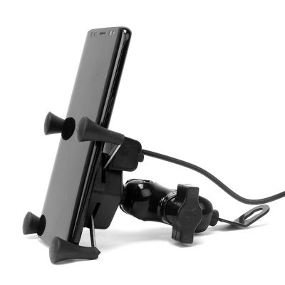 【CW】 Motorcycle Holder With Usb Charger X type Multifunctional Firm Navigation Bracket