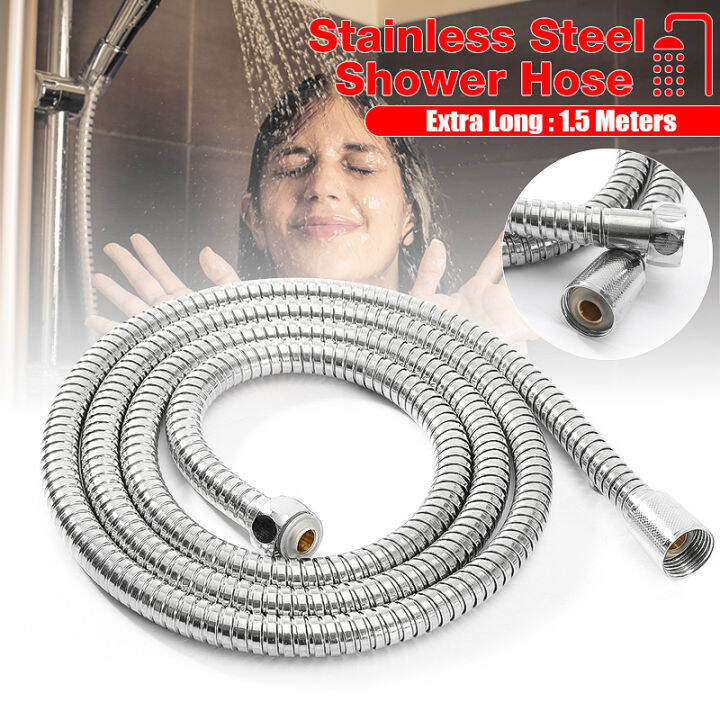 High Quality sus304 Stainless Flexible Shower Head Hose 1.5 Meters Extra Long Bathroom Handheld