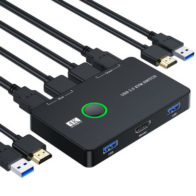 Yeqinhuia สวิตช์ Usb สำหรับ Windows 10 3.0สวิตช์ Usb ถ่ายโอนข้อมูล3.0สวิตช์ Kvm สำหรับ Windows/mac/linux Share 2คอมพิวเตอร์4 Usb อุปกรณ์ติดตั้งง่ายควบคุมน้อยกว่า