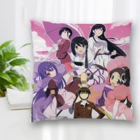 （ALL IN STOCK XZX）Kami Nomi Zo Shiru Sekai Anime Square Zipper Pillow Case Best Gift 20X20cm 35X35cm 40x40cm   (Double sided printing with free customization of patterns)