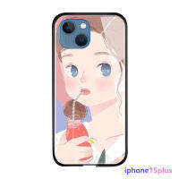 Orico เคสสำหรับ Apple iPhone 15 Plus 15 Pro 15 Pro Max น่ารักเวลามีความสุขหรูหราเคสโทรศัพท์มันวาวปลอกเคสประกบหลังแบบแข็งกระจกเทมเปอร์