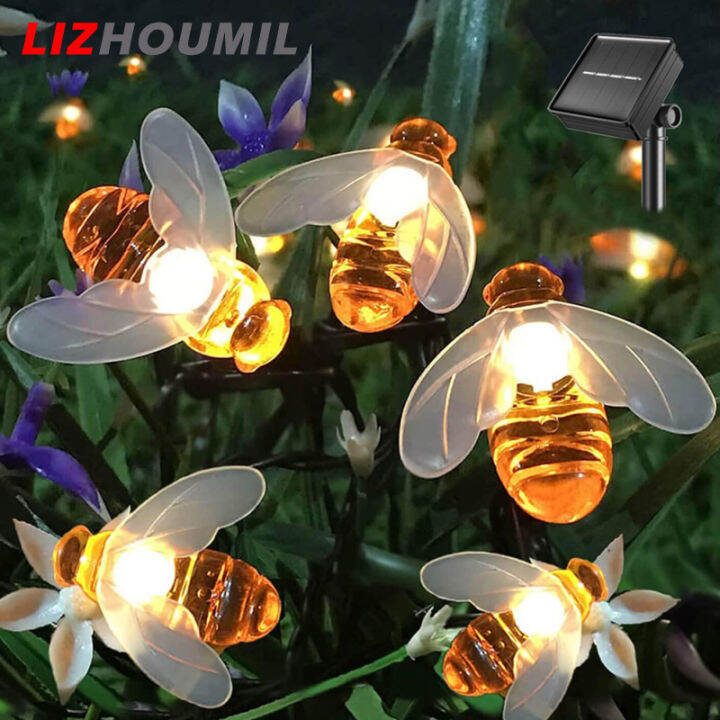 lizhoumil-สายไฟพลังงานแสงอาทิตย์20led-เส้นสายไฟกันน้ำผึ้งจำลองสำหรับตกแต่งคริสต์มาสสวนกลางแจ้ง