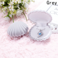 Pingmaoyi .my 【】6.5*5.5cm Flocking Plastic Box Jewelry Storage Box Case Velvet Shell Engagement Wedding Earring Ring Holder Box